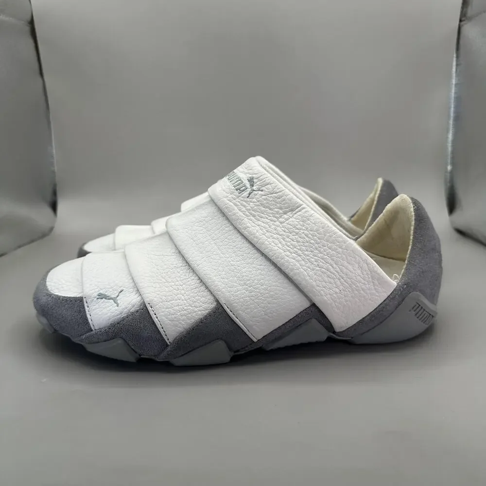 Puma Satori Mens Size 8 White Gray Leather Slip On Casual Sneakers *VERY RARE*